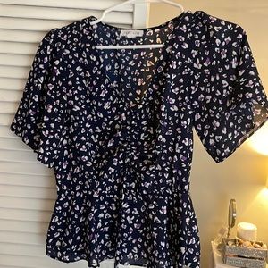 Socialite Cheetah Print Peplum Top Size Small